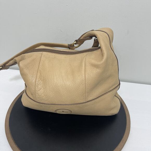 VTG Fossil Women's Tate Hobo Leather Shoulder Bag Light Tan - Picture 3 of 15